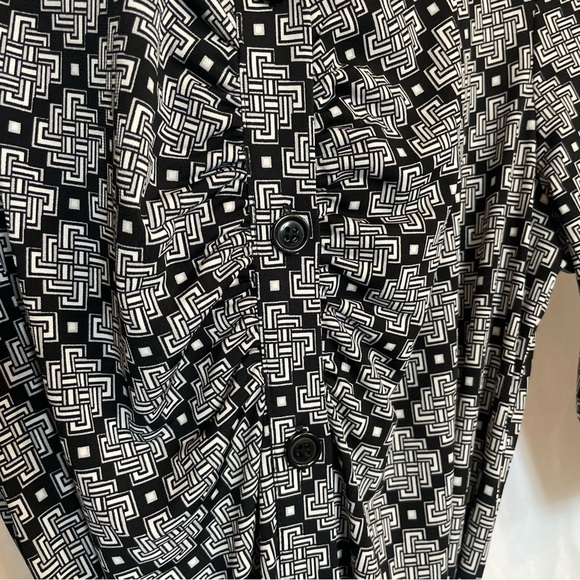 LAUNDRY By Shelli Segal Women’s Black White Button Down Midi‎ Dress Size 14 - Picture 6 of 13
